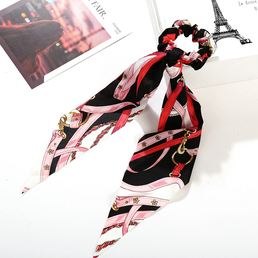 Dây cột tóc Scrunchies bằng lụa satin màu trơn phối dây cột nơ xinh xắn DIY