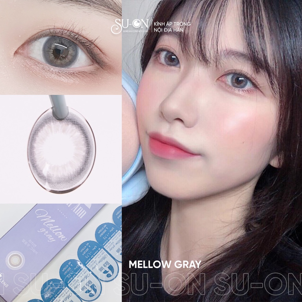 Lens 1 ngày Ann365 MELLOW GRAY áp tròng 14,2mm, xám tây tro khói, siêu êm đeo 24h