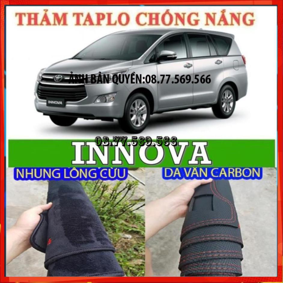 THAM TAPLO DA VÂN GỖ TOYOTA INNOVA THẢM LÓT TAPLO 3 LỚP CHỐNG NÓNG XE HƠI Ô TÔ NHUNG LÔNG DA CARBON BẢO HÀNH 12 THÁNG