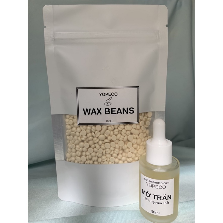 Combo wax lông tại nhà wax beans và Mỡ trăn 100% nguyên chất YOPECO tặng que gỗ