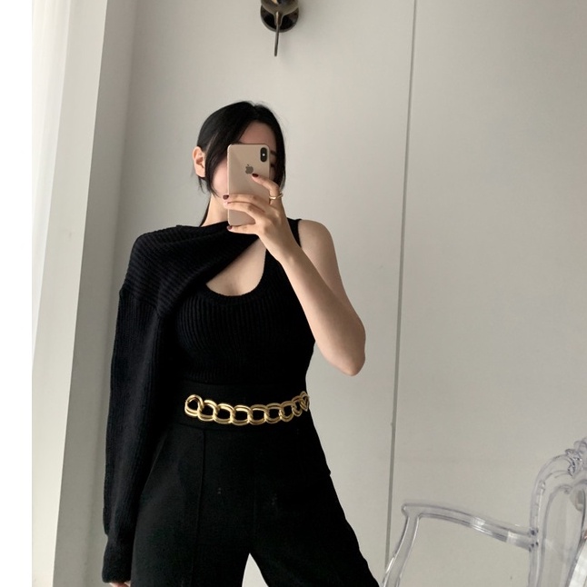 Porozi  Set trang phục  áo len dài tay + áo thun cộc tay cổ tròn thời trang nữ