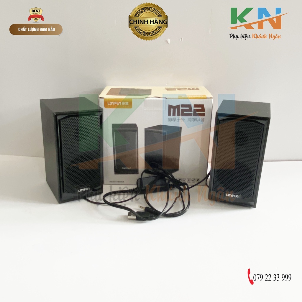 Loa máy tính Loyfun M22, loa gỗ thiết kế sang trọng, tinh tế