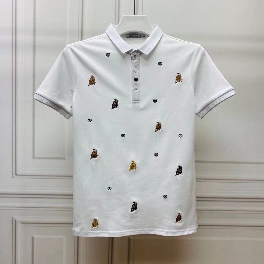 Áo Thun polo Tay Ngắn Có Cổ Dáng Ôm Thêu Họa Tiết Thời Trang Mùa Hè Cho Nam