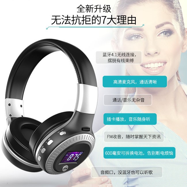 Tai nghe chụp tai bluetooth Zealot B19 tích hợp mic thoại cùng màn hình hiện thị