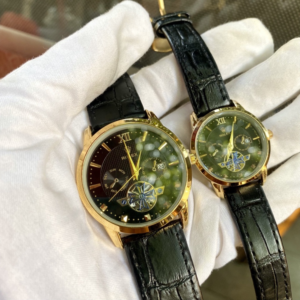 Đồng Hồ Cặp Đôi RoLex R075B Mặt ĐEN Chống nước, Chống xước tốt đồng hồ thật giá trị thật