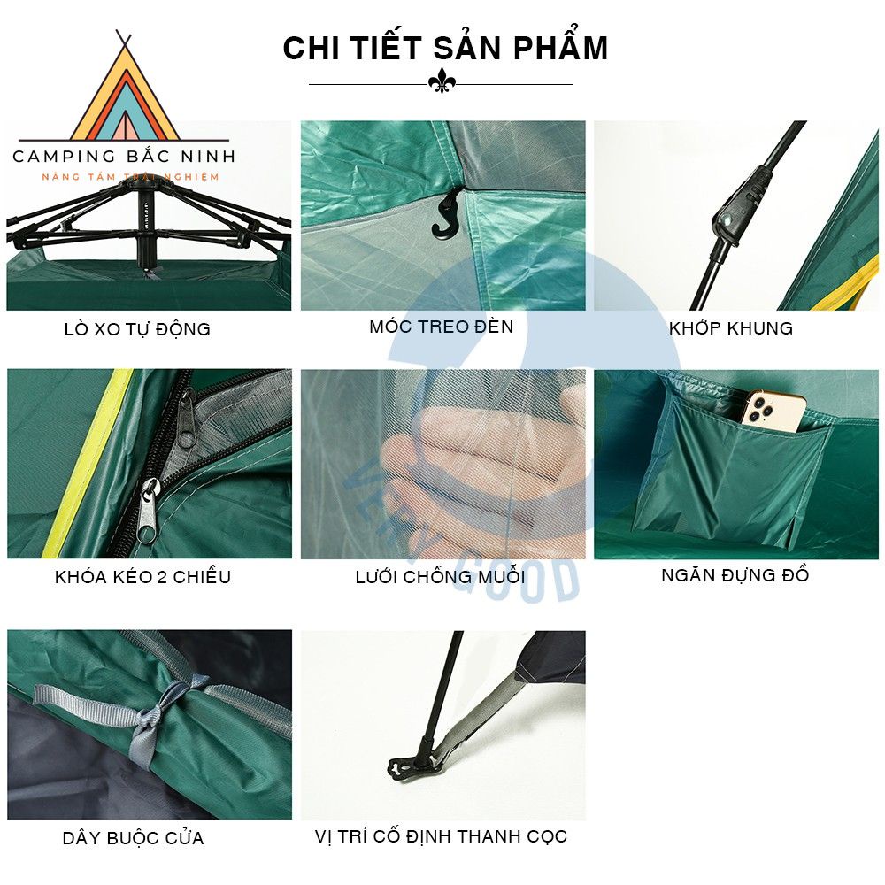 Lều 4 người tự bung 2 cửa 1 lớp thông thoáng