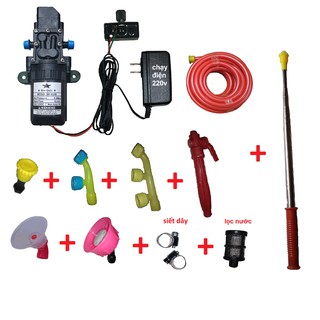 bộ tưới lan, tưới cây cần phun dài 2,6m - bơm tăng áp mini TẶNG kèm điều chỉnh lượng nước