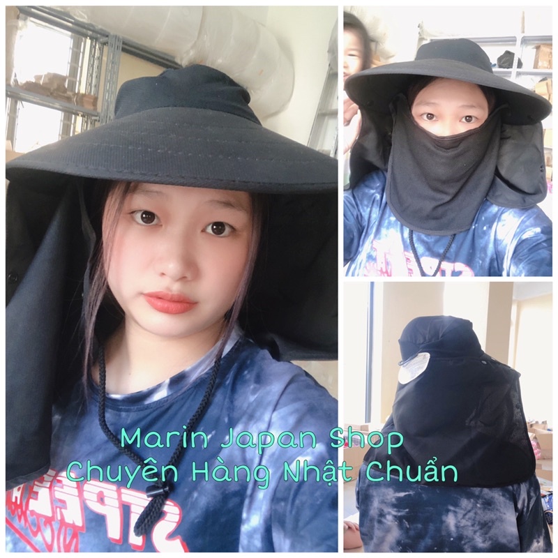 Mũ chống nắng chống UV lưỡi trai hàng nội địa Nhật Bản màu đen