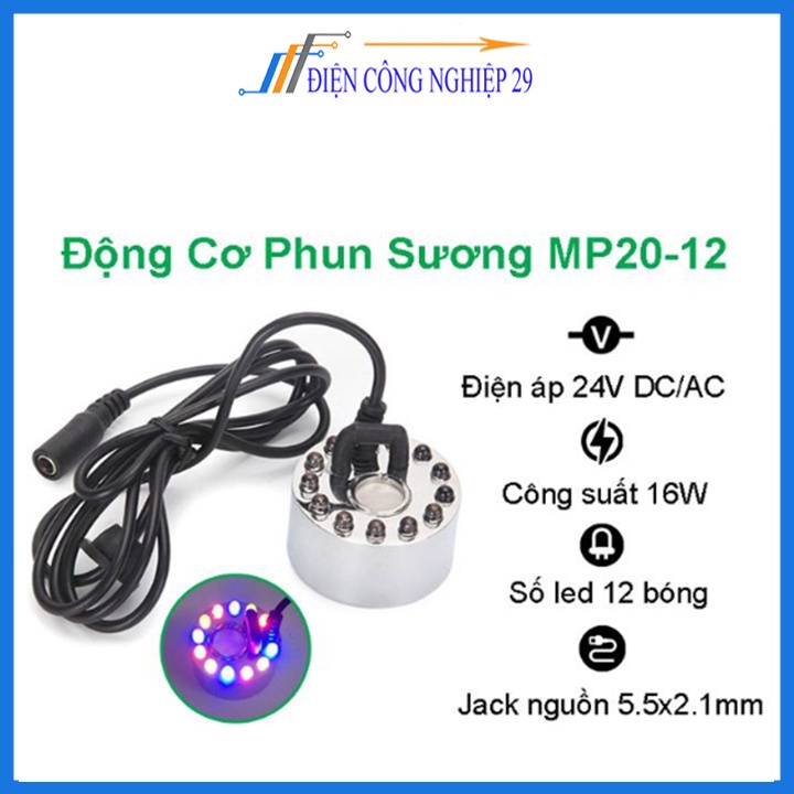 Động Cơ Phun Sương MP20-12 20mm 24VDC 16W 500mlh V2
