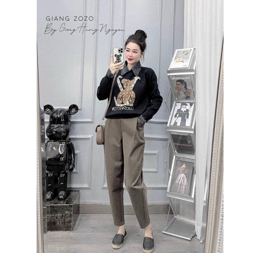 Quần Dạ Baggy Nữ Chất Dạ Tăm Dày Dặn Lưng Chun Sau Giữ Nhiệt Tốt Dáng Dài Ống Đứng