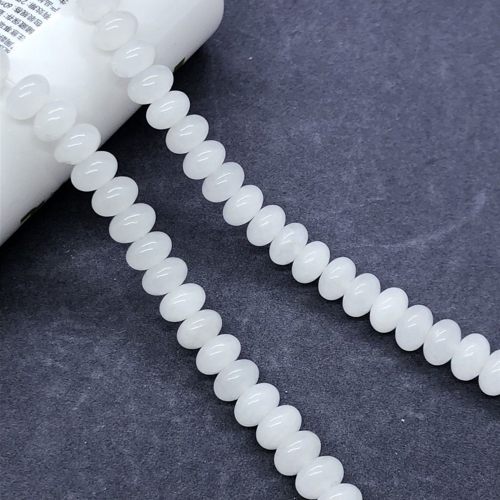 Chuỗi Hạt Ngọc Bích Trắng Tự Nhiên 2.5 * 4.5mm 4 * 6mm 5 * 8mm Dùng Làm Đồ Trang Sức Thủ Công