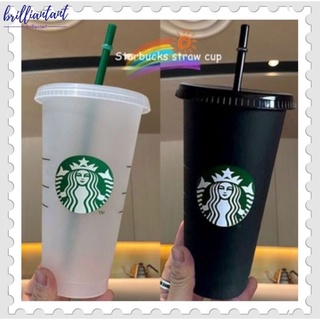 Cốc nước Starbucks bằng nhựa nhiều màu tùy chọn 24 oz/16 oz có nắp và ống hút tiện dụng (có bán set)