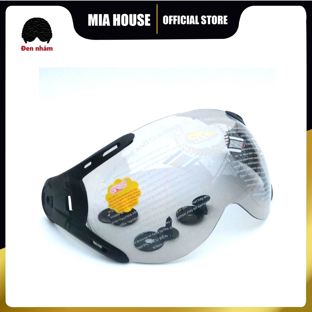 Kính kèm bộ chốt, kiếng thay thế mũ bảo hiểm nửa đầu GRS - chính hãng - dùng chung cho các mũ tương tự trên thị trường