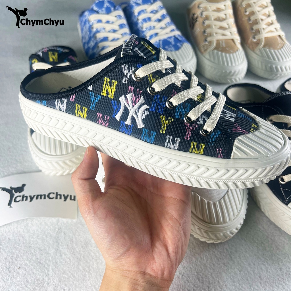 Giày Sục Đạp Gót MLB NY Nữ màu đen