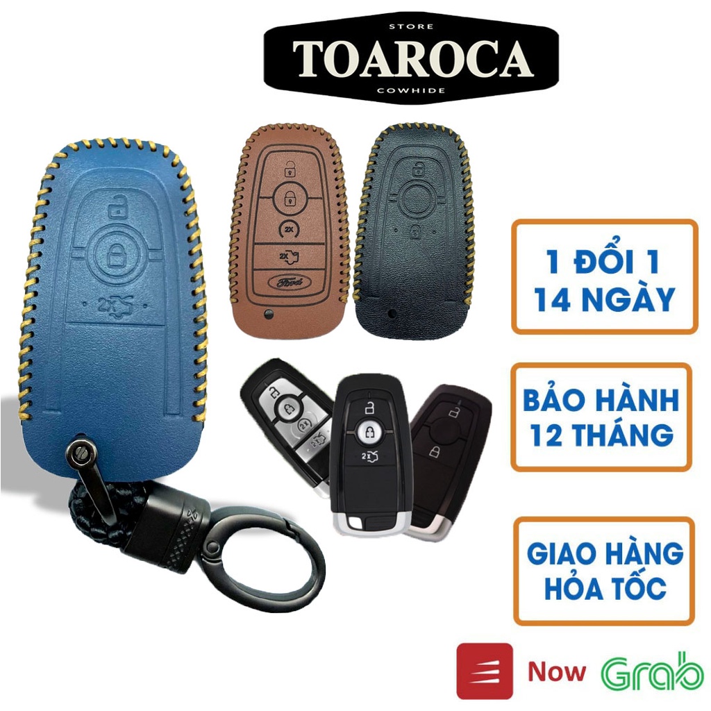 Bao Da Chìa Khóa  ôtô Smartkey  Ford Ecosport, Everest, Ranger, Explorer 2019 (2,3,4 nút) Da Bò Cao Cấp Handmade Toaroca