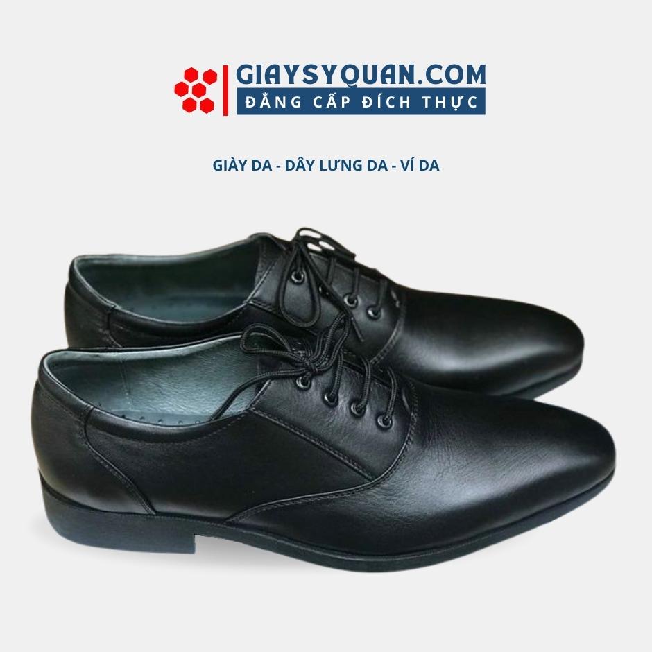 Giày tây nam công sở - Giày da bò nam có buộc dây, đế cao su chống trơn trượt có khâu chắc chắn màu đen Mã D27A