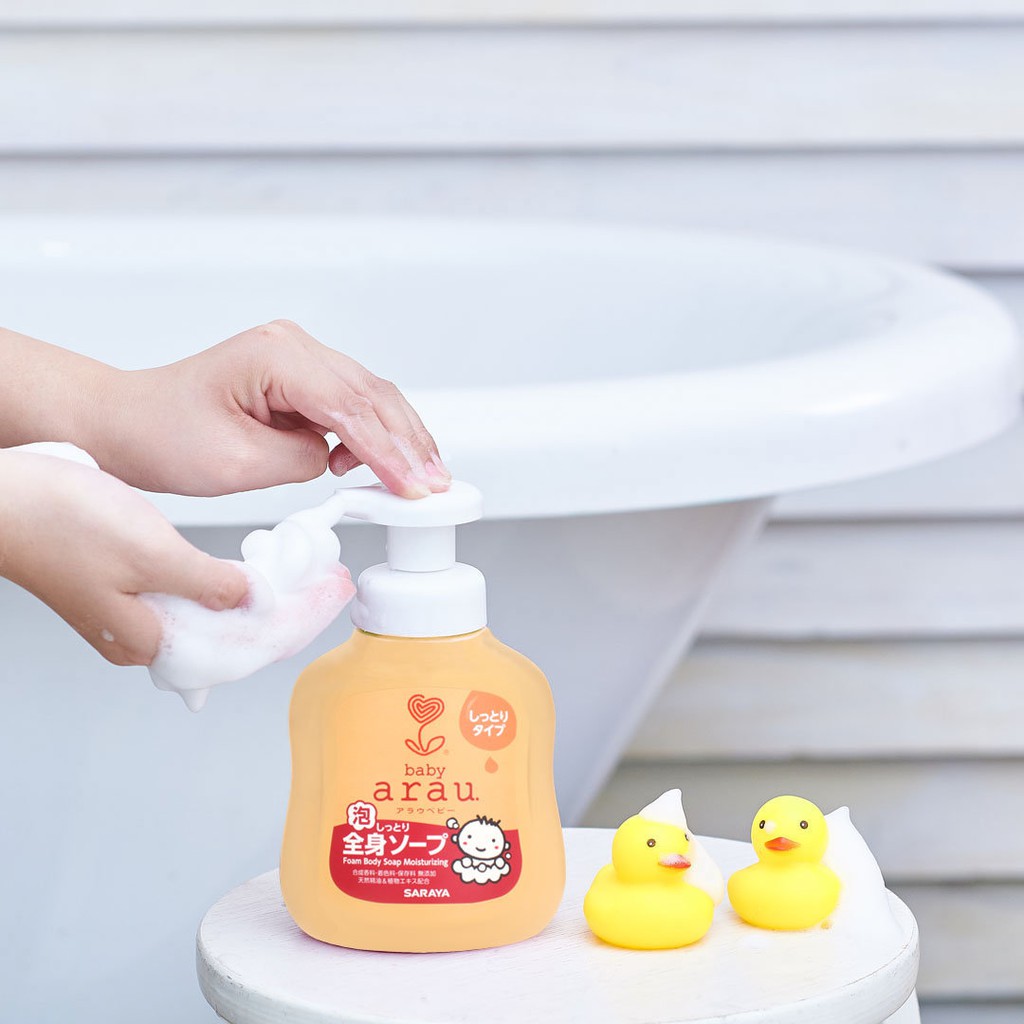 SỮA TẮM DƯỠNG ẨM CHO BÉ SƠ SINH ARAU BABY 450ML DẠNG BÌNH TẠO BỌT