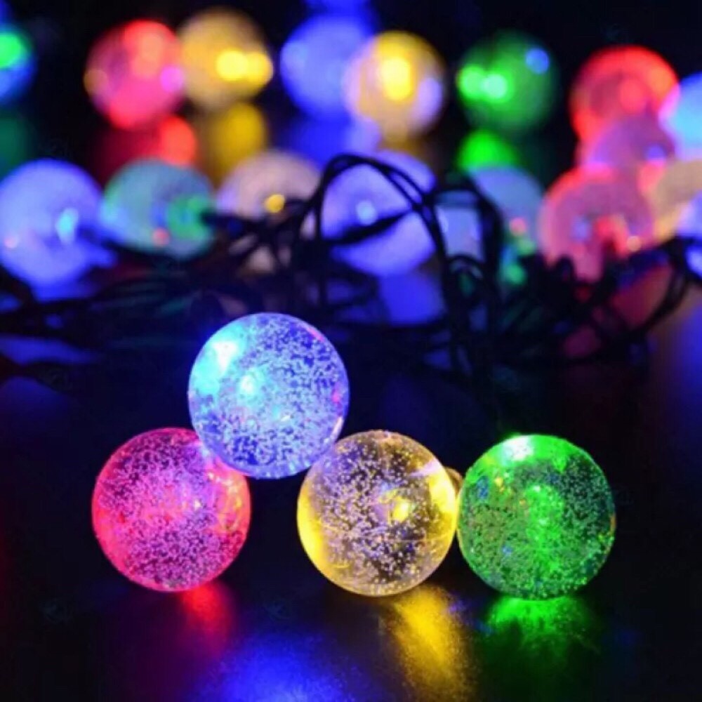 Dây Đèn bi bọt 8M cắm điện LED CHERRY Dây Đèn Trang Trí Cây Thông Noel, Đèn Bi Tròn