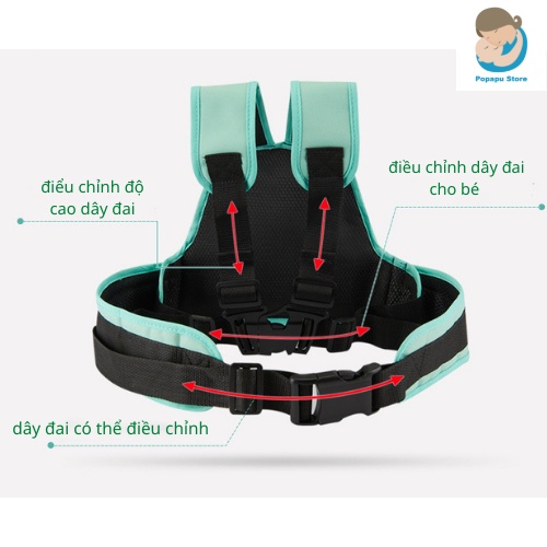 Đai đi xe máy cho bé từ 1-10 tuổi DODOTO chất lượng cao, dày dặn, có phản quang -  Popapu store