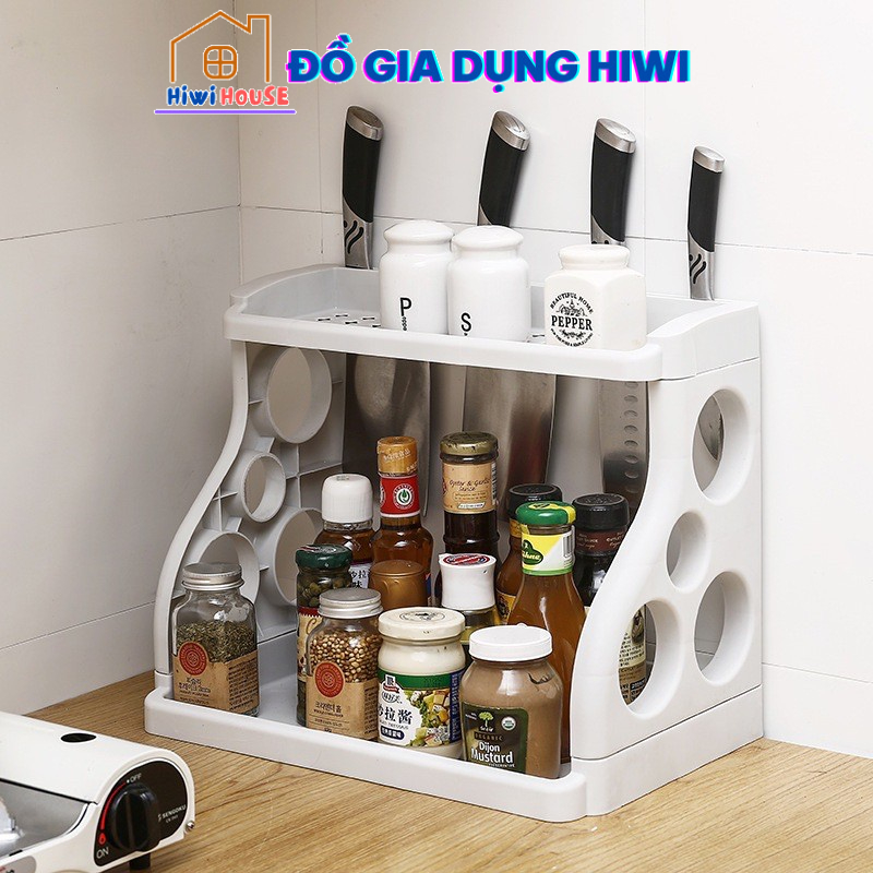 Kệ gia vị nhựa Việt Nhật , kệ gia vị 2 tầng chắc chắn gọn gàng hình chữ H