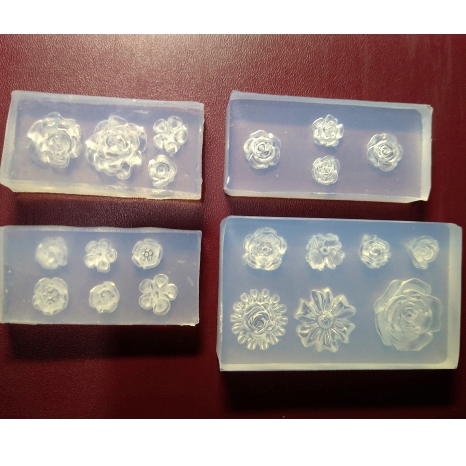 DIY - Khuôn đúc trang sức resin, làm charm trang trí nail - Hoa nhiều kiểu/ Khuôn chữ nhật