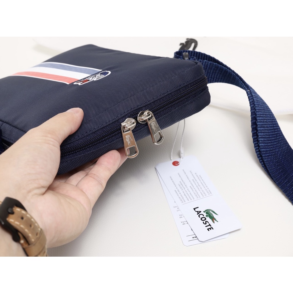 Túi đeo chéo Lacoste Tricolor - size  22 x 17 cm, vải canvas cao cấp chống thấm, phụ kiện cá tính