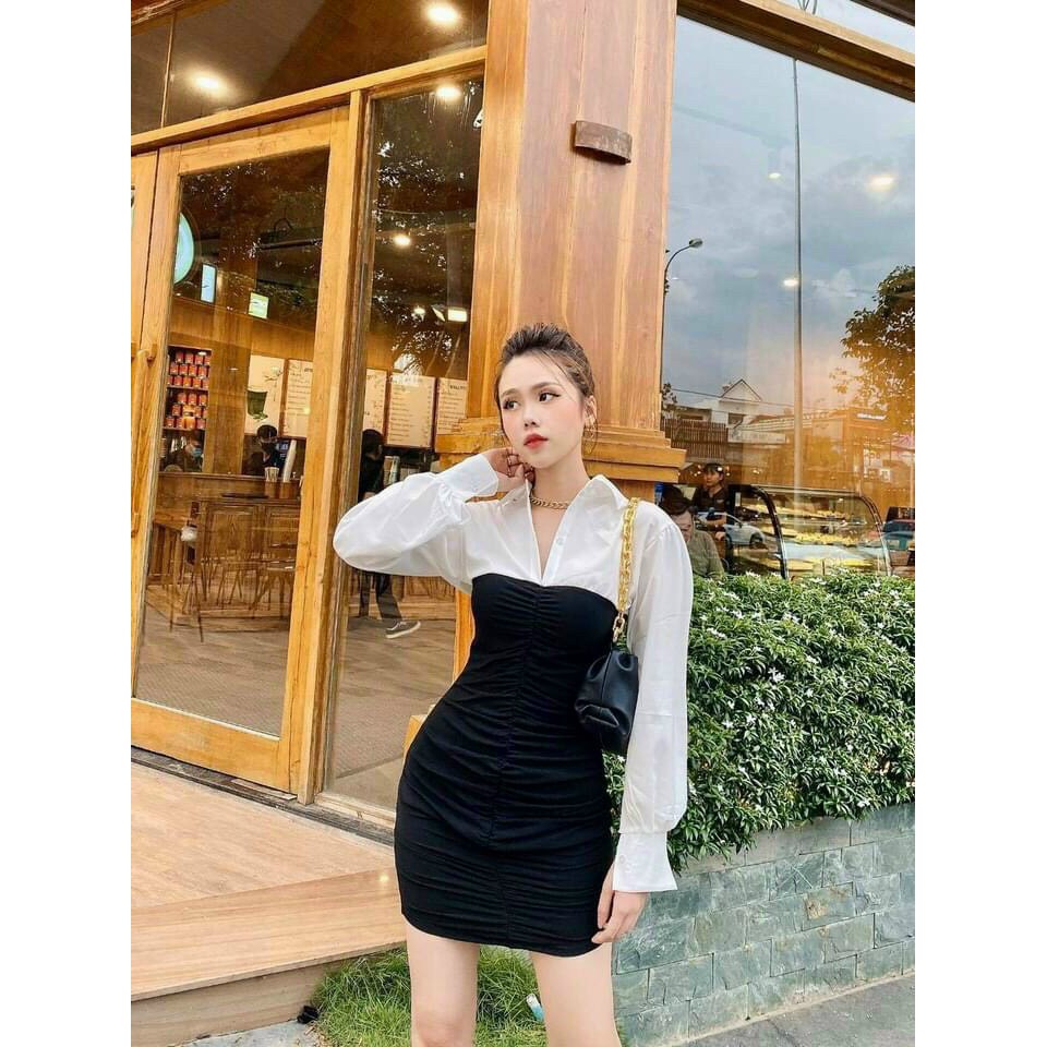 [HOT[ Đầm body Công Sở Phối Tay Dài Voan Nữ Tính BG1712204