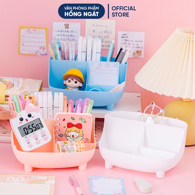 Ống đựng bút nhiều ngăn, hộp đựng bút để bàn cute đa năng giá rẻ đồ dùng học tập dễ thương văn phòng phẩm OB11