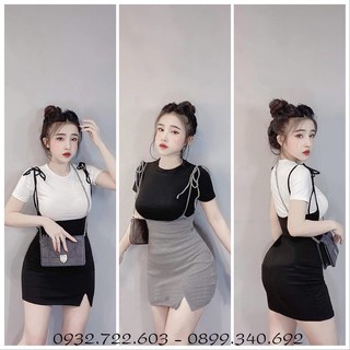 Set phối áo tay ngắn và yếm