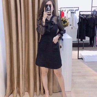 Đầm bố phối voan tiểu thư