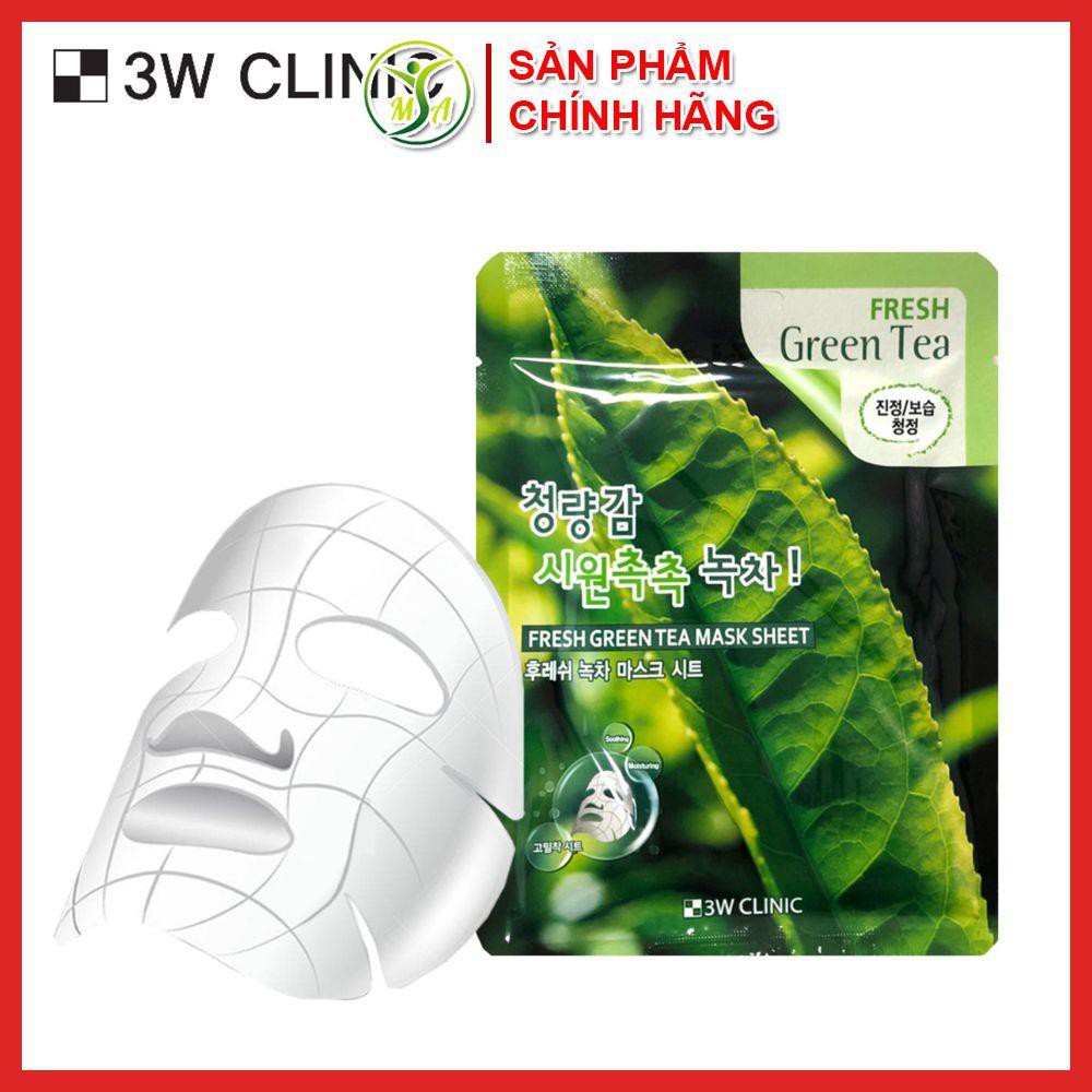 Combo 10 miếng mặt nạ trà xanh 3W Clinic fresh green tea mask sheet