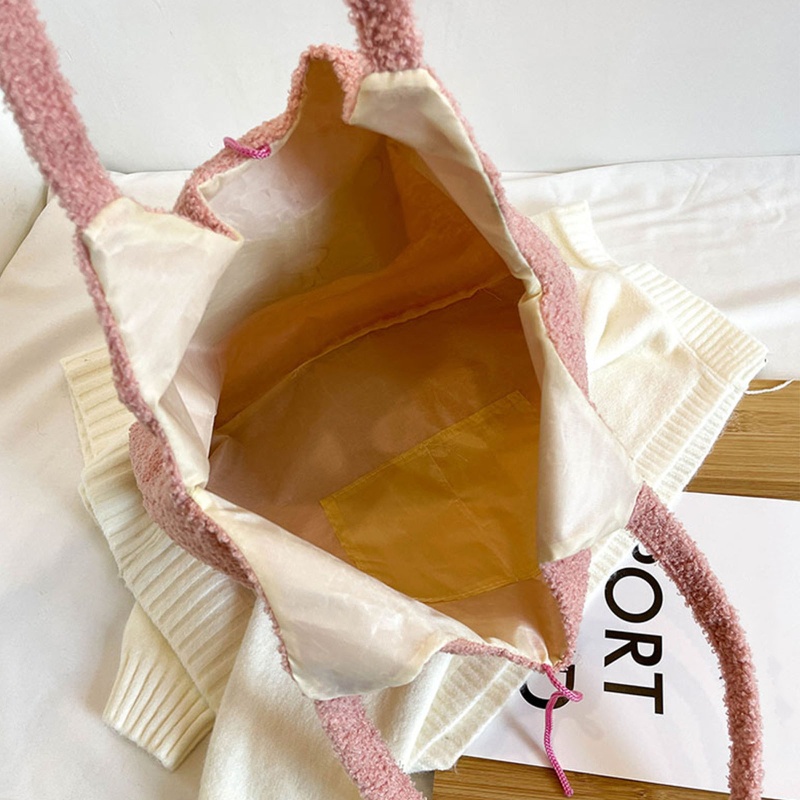 Túi Tote Đeo Vai / Xách Tay Bằng Vải Bông Thêu Hình Gấu Hoạt Hình Sức Chứa Lớn Cho Nữ