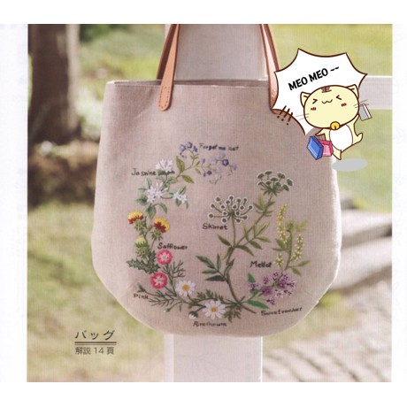 DIY Bộ kit nguyên liệu túi thêu TOTE/ TÚI SÁCH hoa lá vintage tự thêu đầy đủ handmade MEO SHOP