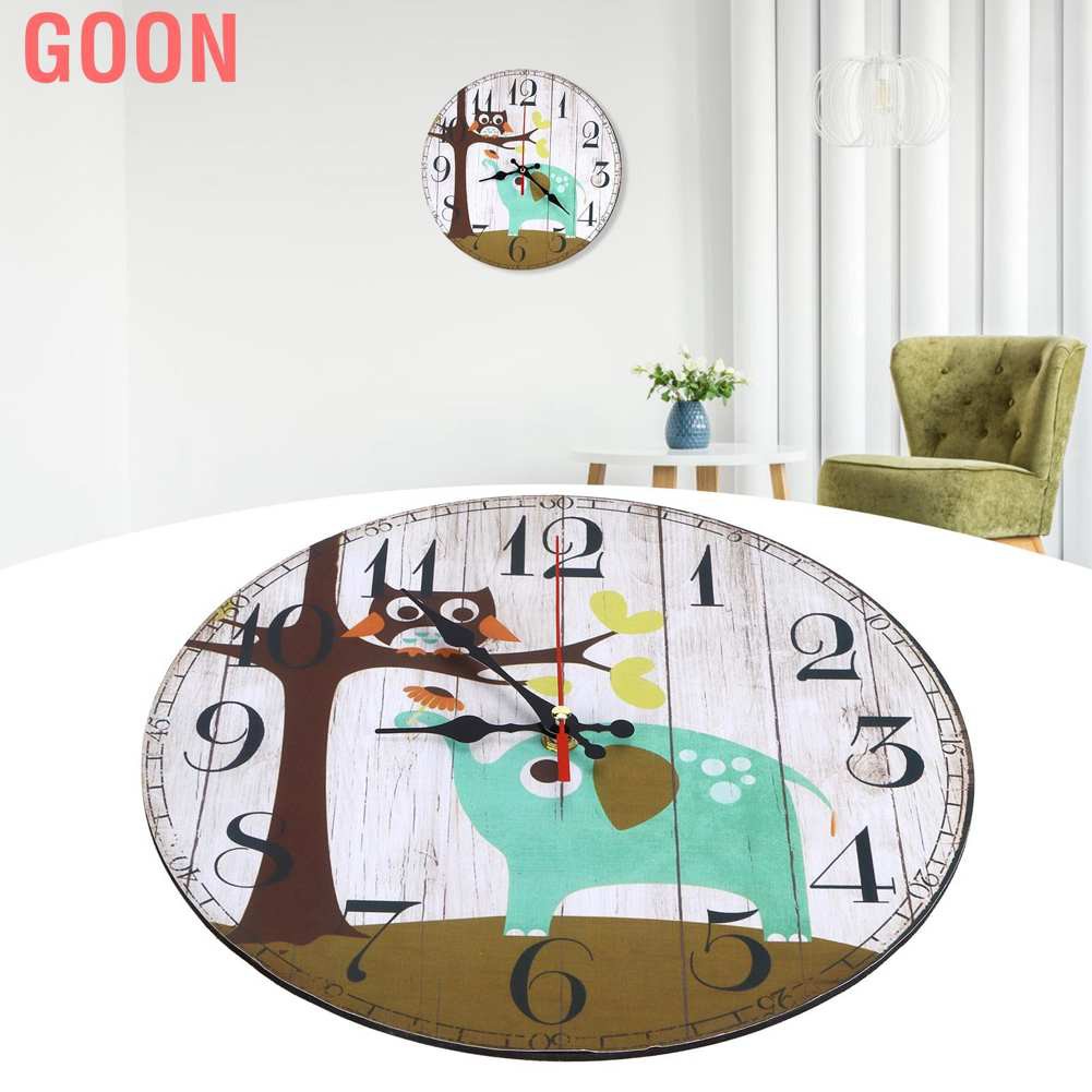 GOON Đồng Hồ Treo Tường Hình Tròn 30cm Phong Cách Retro Không Gây Ồn Cho Phòng Khách Và Phòng Ngủ