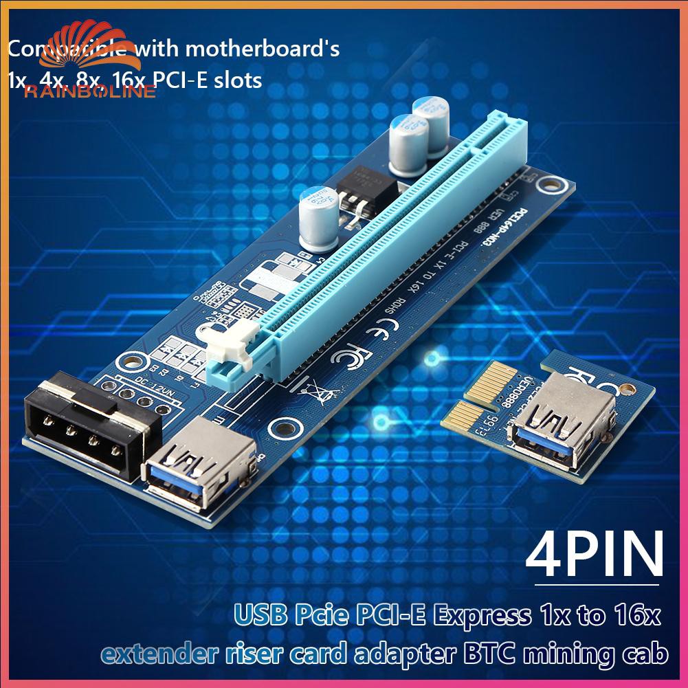 Card Mở Rộng Pci-E Riser Express 1x 4x 8x 16x 4 Pin