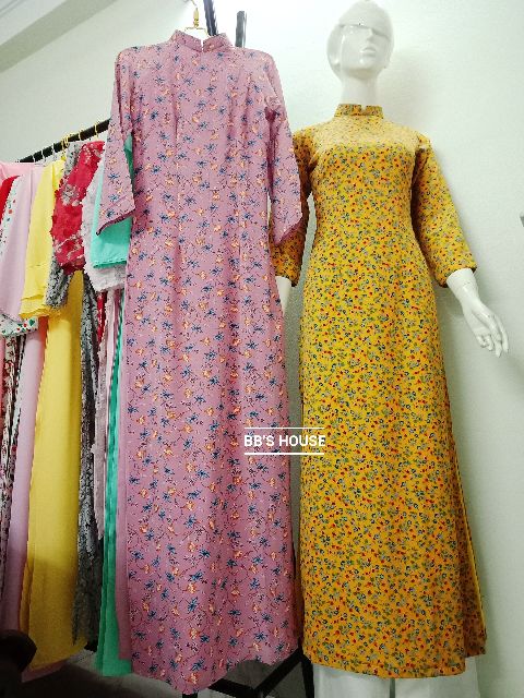 Áo dài hoa nhí 4 tà NHIỀU MÀU xinh