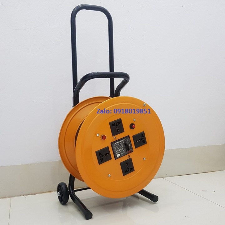 Rulo cuốn đây điện 50m có sẵn ổ cắm và atomat 20A, ổ cắm kéo dài 50m