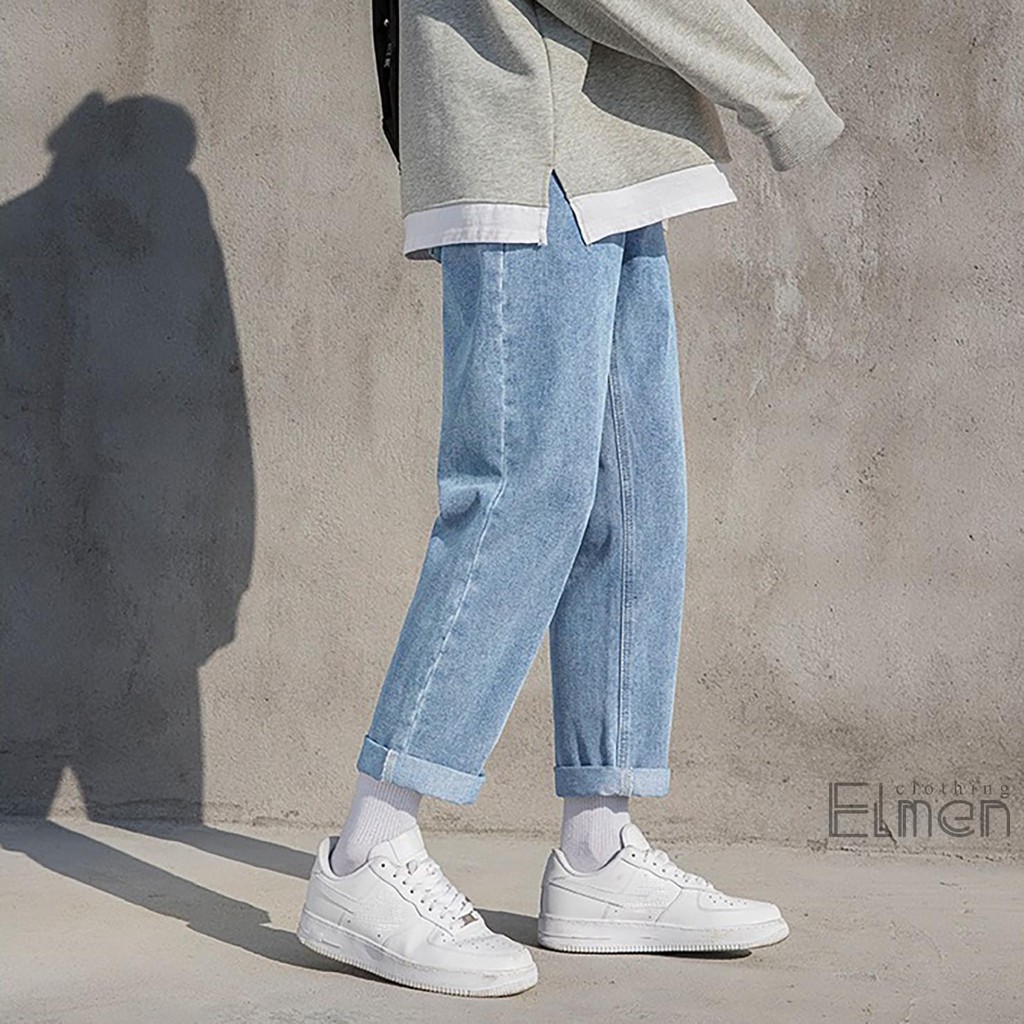 Quần Jean Nam Baggy Ống Rộng, Đứng HotTrend JQ035 Xanh Trơn | BigBuy360 - bigbuy360.vn