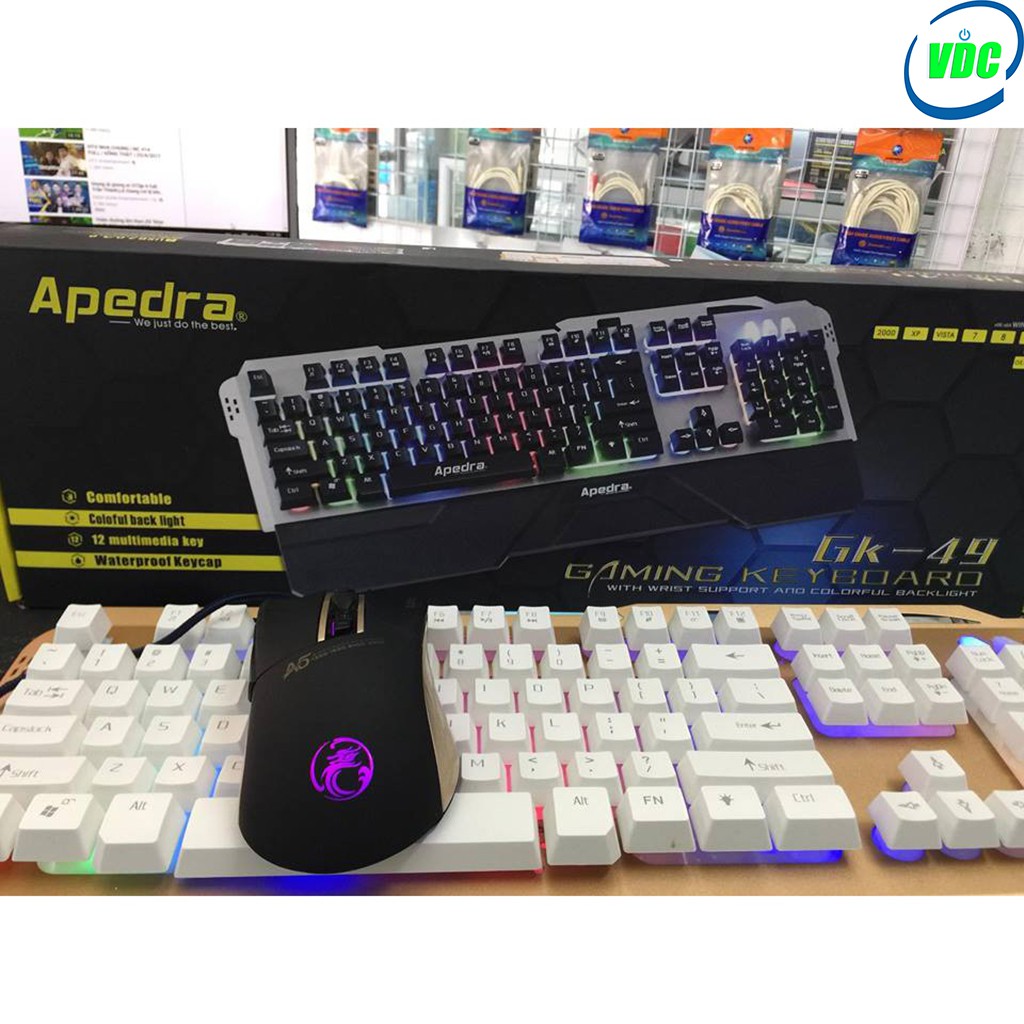 Bộ phím, chuột Gaming Apedra Gk-49 + Chuột Apedra A5 | BigBuy360 - bigbuy360.vn