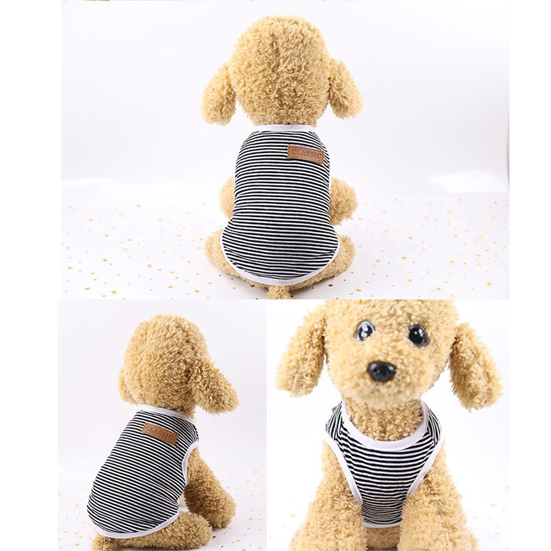 Thời Trang Thú Cưng Mùa Xuân Và Mùa Hè Sọc áo Vest Mèo Và Chó Cỡ Nhỏ Và Vừa Bằng Cotton Tinh Khiết Quần áo Viền Thoáng Khí Thoải Mái