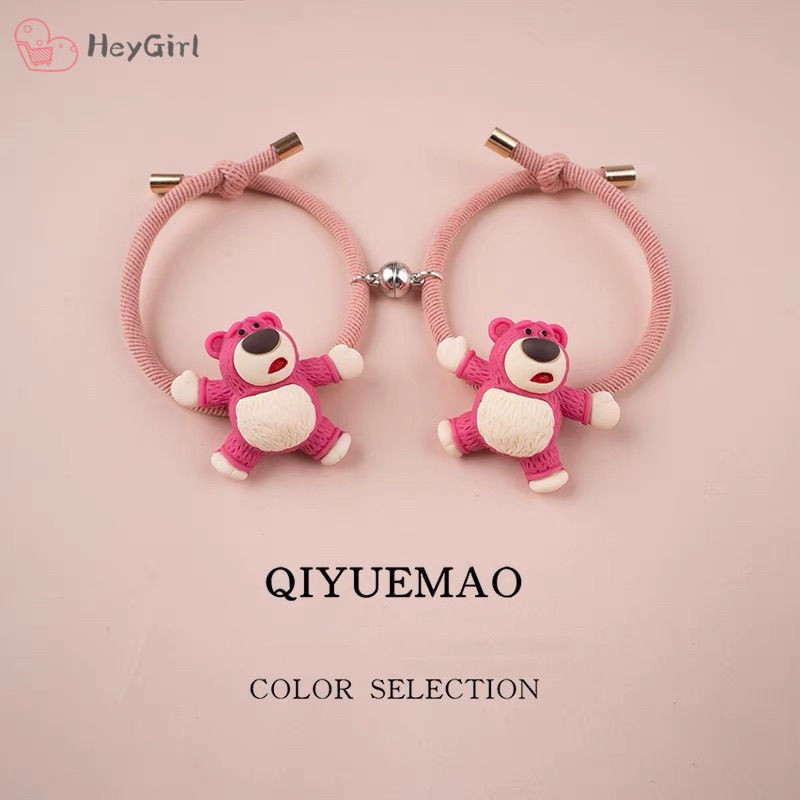 Vòng đeo tay cao su gắn nam châm thiết kế hoạt hình gấu dâu Disney đáng yêu đa năng dành cho cặp đôi