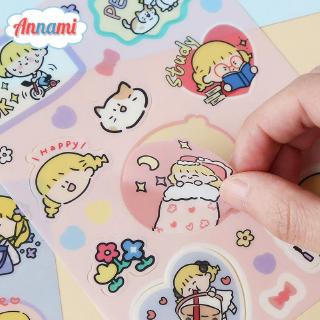 Sticker Dán Trang Trí Hình Cô Gái Và Gấu Dễ Thương