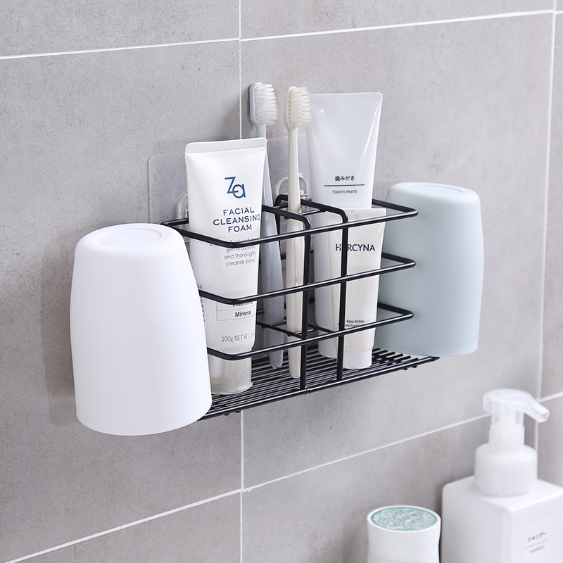 Kệ để bàn chải đánh răng dán tường, giá để bàn chải đánh răng bằng thép sơn tĩnh điện cứng cáp K125 - Elliver