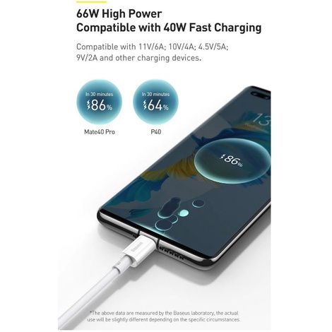 Cáp sạc nhanh Baseus Superior Series Type C 66W 6A/66W, 480Mbps, USB to TypeC, ABS+TPE, Fast Charging Data Cable