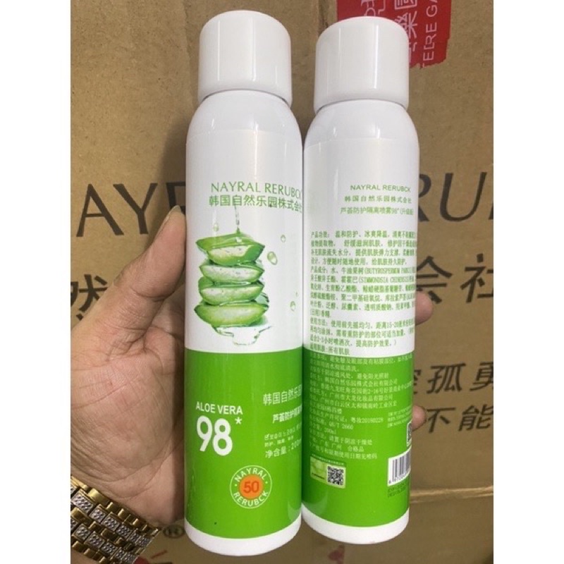 xịt chống nắng Aloe vera 200ml hàng nội địa trung