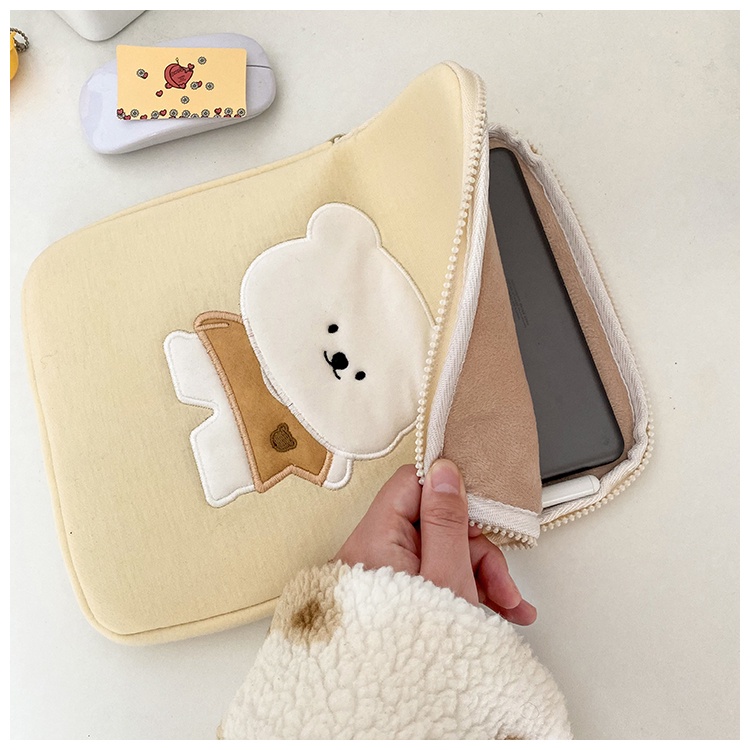 Túi đựng laptop/máy tính bảng 13 inch 15 inch 11 inch in hình gấu dễ thương phong cách hàn quốc