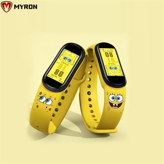 MYRON Man Women Silicone Strap Sports Replacement Bracelet Soft Case WristBand Accessories Cartoon Spongebob Fashion Watch band Breathable Watchband