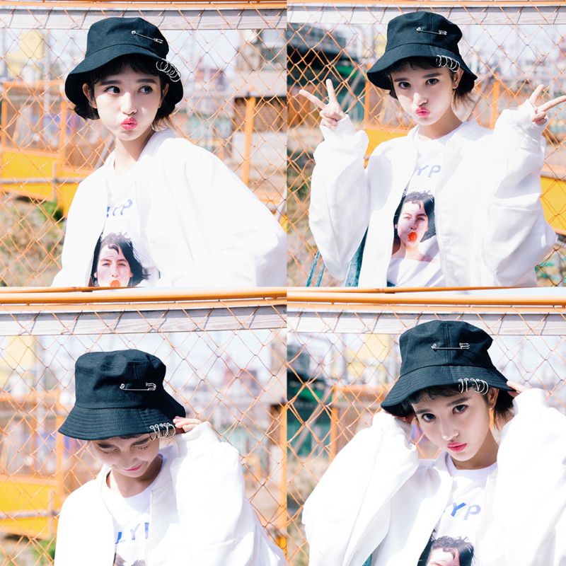 Mũ Bucket Mojito Chất Liệu Cotton Chống Nắng Có Vòng Kim Loại Có Thể Gập Lại Phong Cách Hip Hop