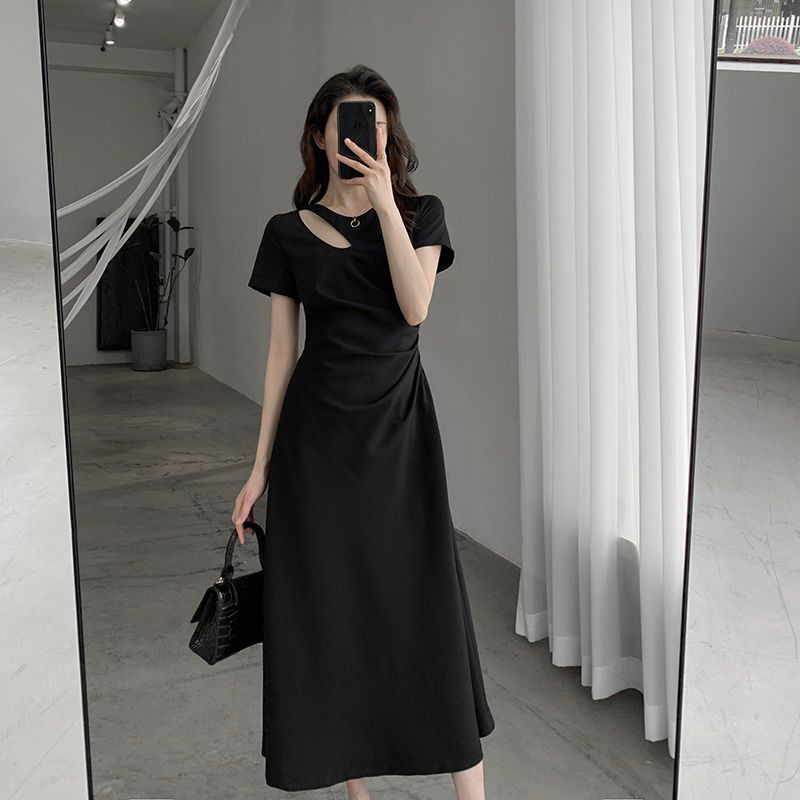 ( Sẵn đen ) Đầm dáng dài ngắn tay sang trọng
