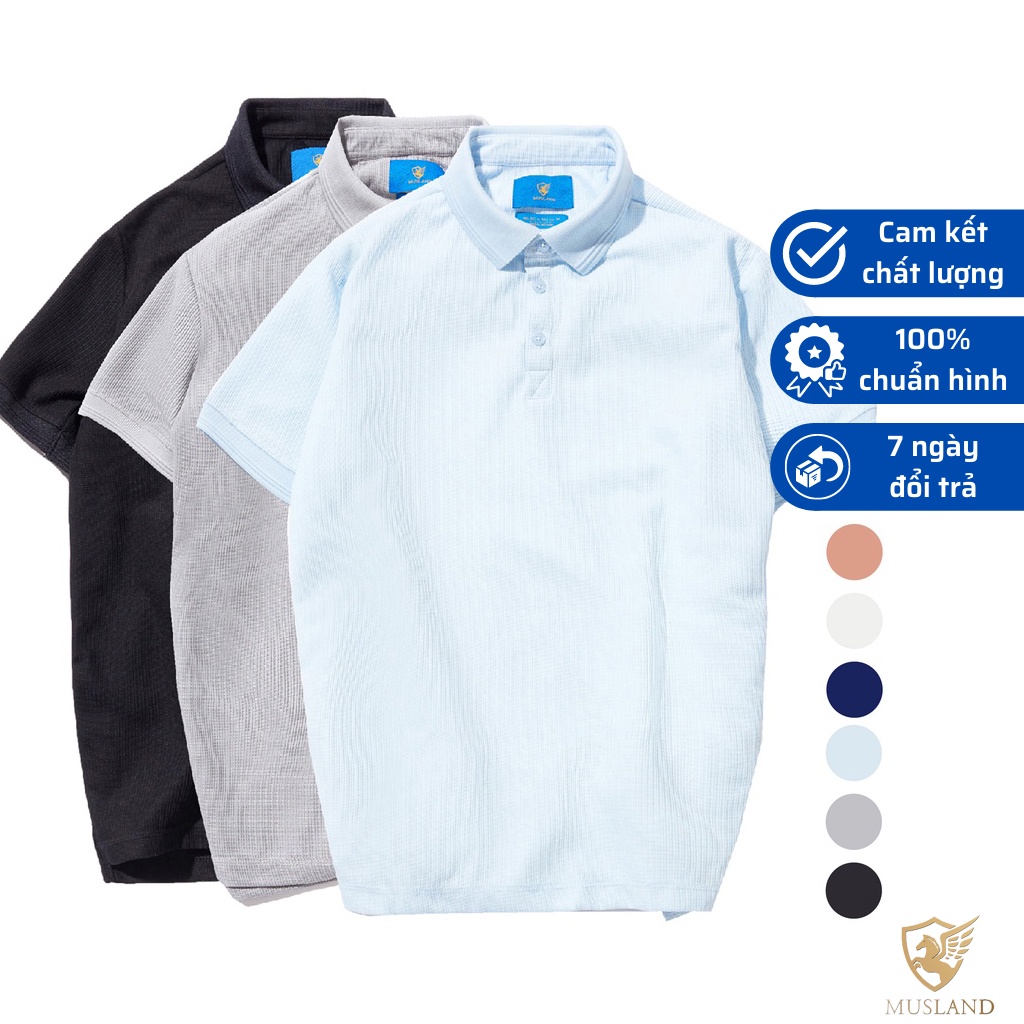 Áo polo nam ngắn tay có cổ, vải cotton Supima cao cấp thoáng khí, thấm hút mồ hôi Musland APML21002